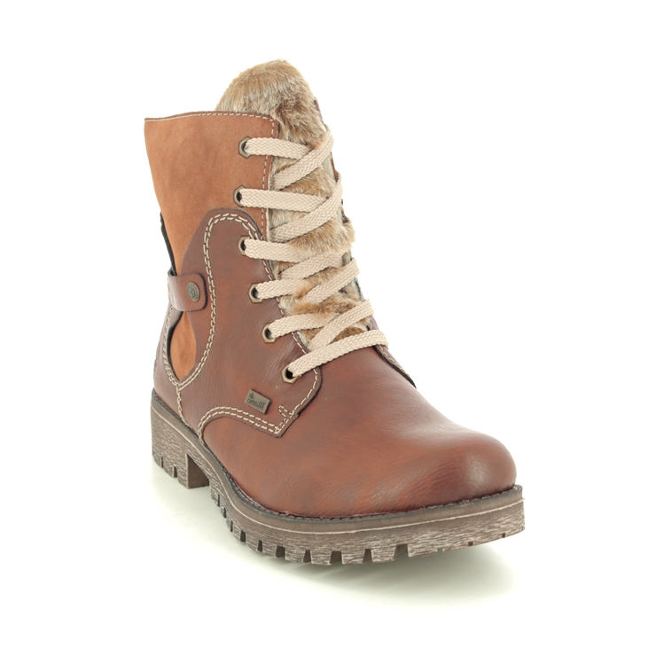 Rieker 785G1-23 Tan Womens Lace Up Boots