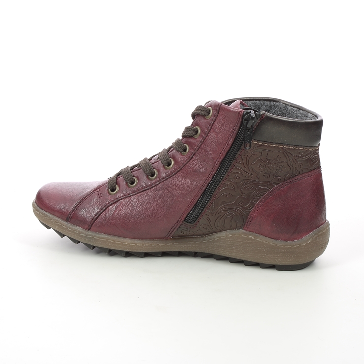 Remonte R1497-35 Ziginzip Tex Red leather Womens Lace Up Boots