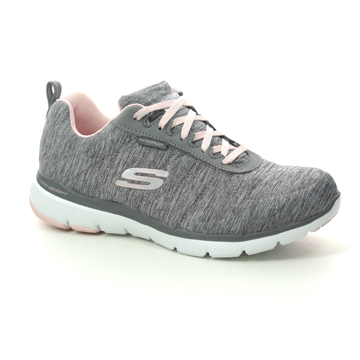 skechers grey and pink trainers