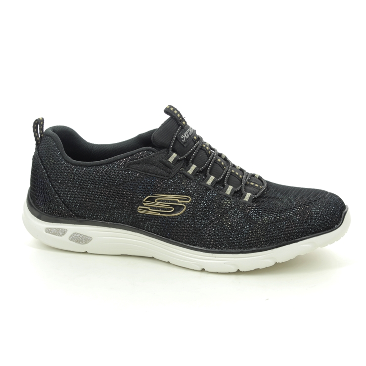 skechers black and rose gold trainers