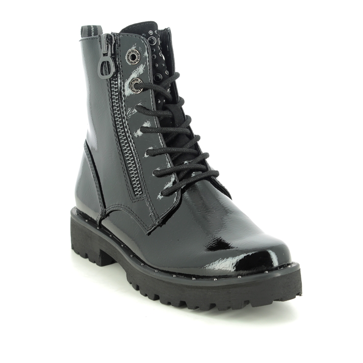 Marco Tozzi Verda 25224-35-018 Black patent Lace Up Boots