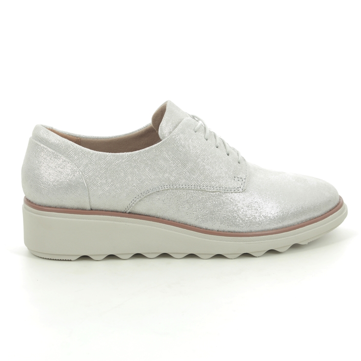 clarks silver lace up shoes