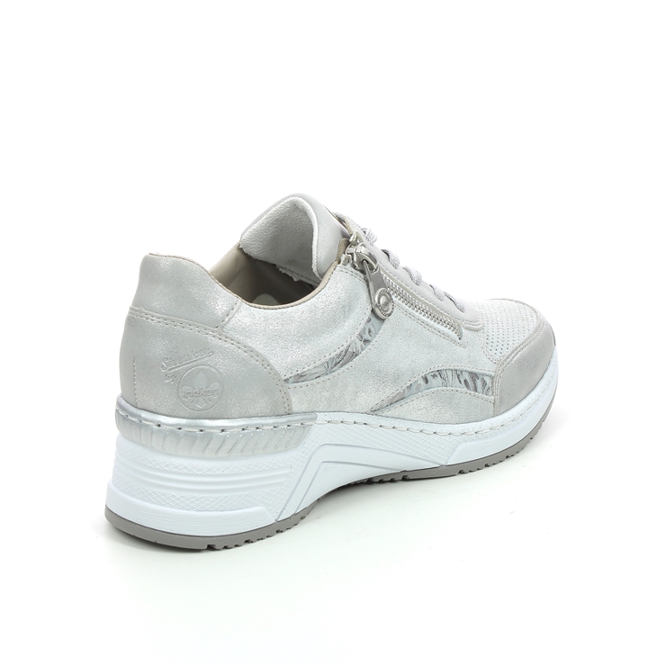 Rieker N4306-40 Silver Womens lacing shoes