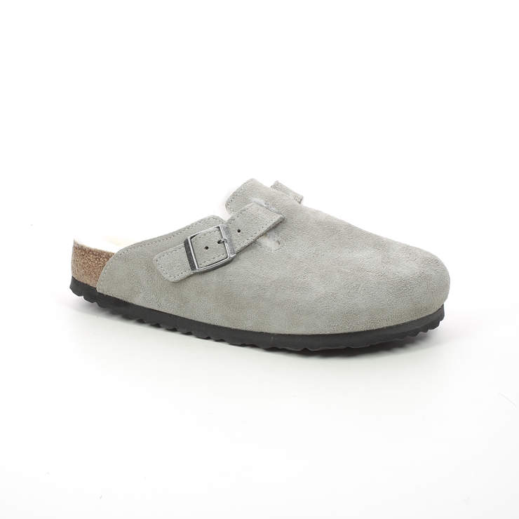 Birkenstock Boston Fur Sheepskin Grey Slippers