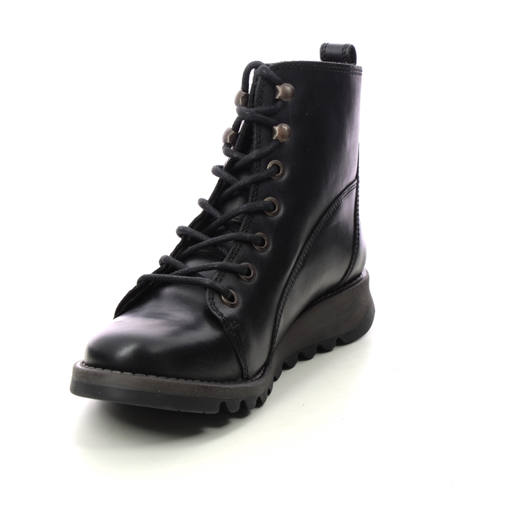 Fly London Sore Sminx Black leather Womens Lace Up Boots P144813-000