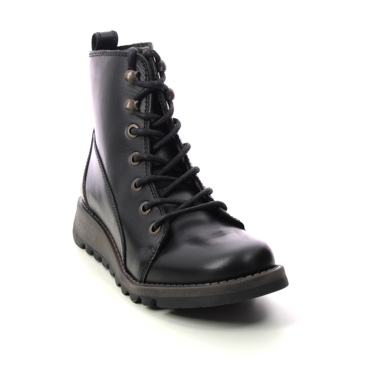 Fly London Sore Sminx Black leather Womens Lace Up Boots P144813-000