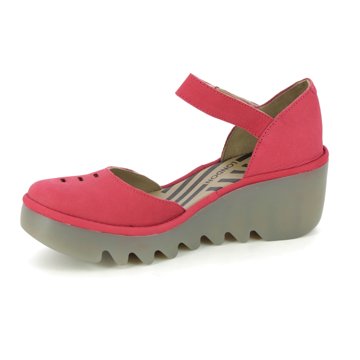 Fly London Biso Wedge Blu P501305-006 Red leather Closed Toe Sandals