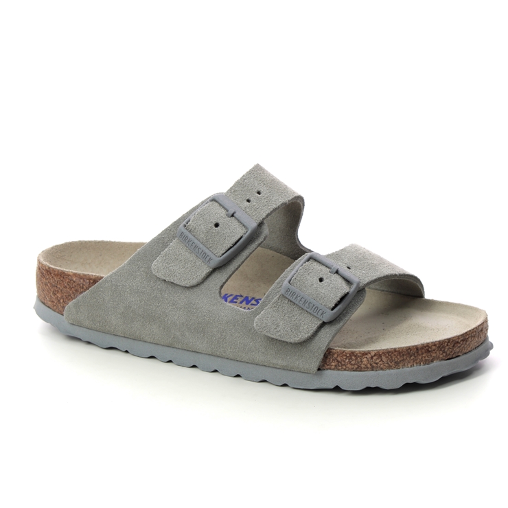 Birkenstock Arizona Soft Footbed Grey suede Womens Slide Sandals 102055703
