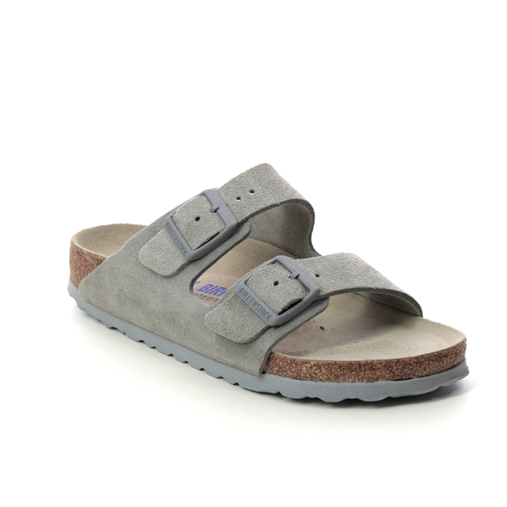 Birkenstock Arizona Soft Footbed Grey suede Womens Slide Sandals 102055703
