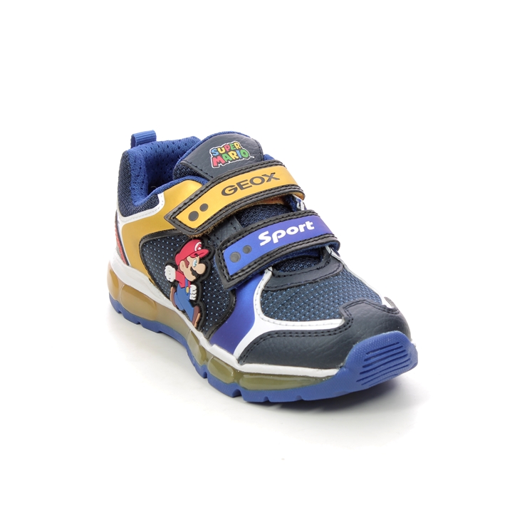 Geox Super Mario 2v Navy Yellow Kids Boys Trainers J1644A-C0335