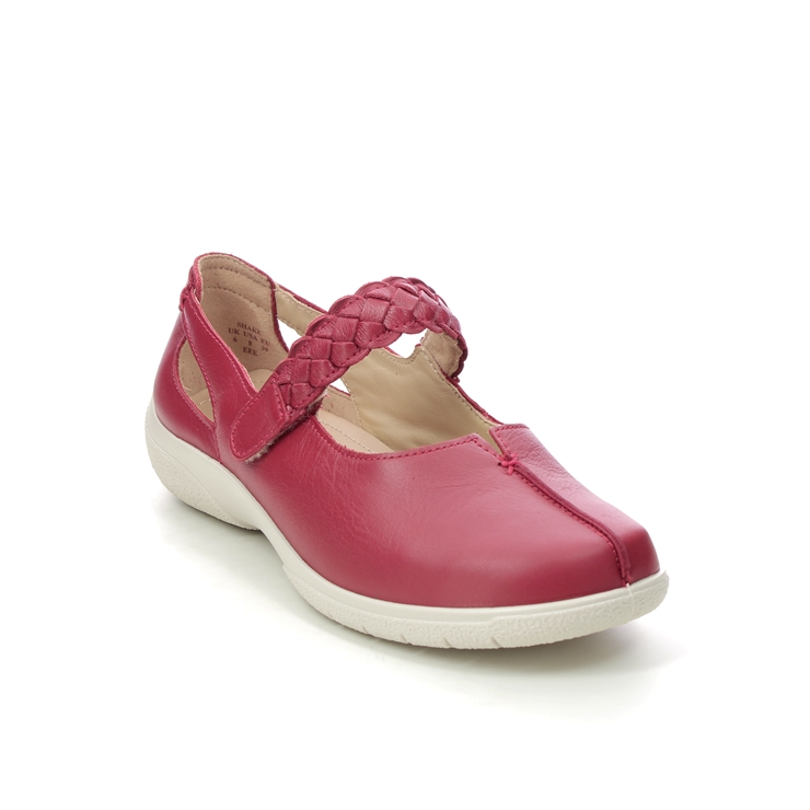 Hotter Shake Extra Wide 11621-80 Red leather Mary Jane Shoes