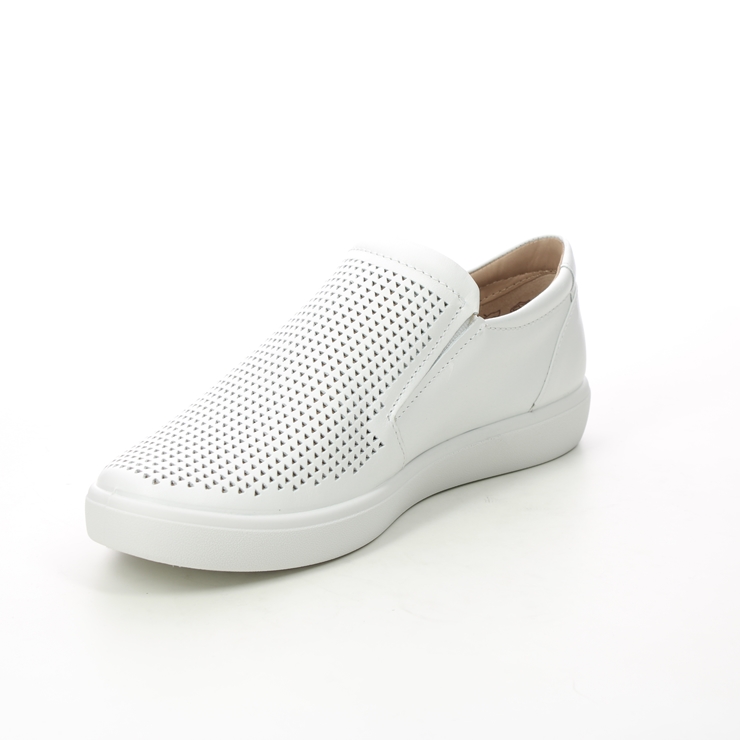 Hotter Daisy Wide White Leather Womens Comfort Slip On Shoes 16212-61