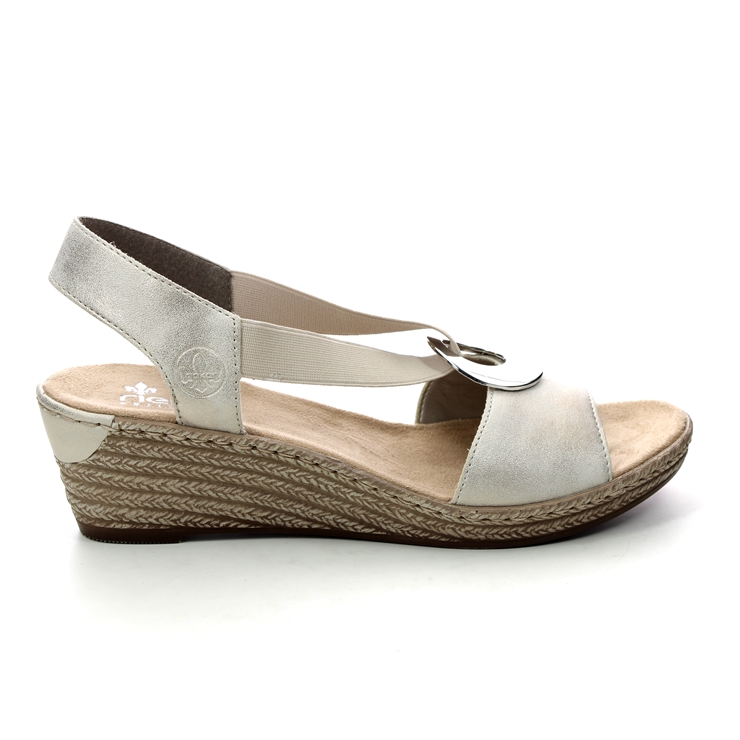 Rieker 624H6-60 Light Gold Womens Wedge Sandals