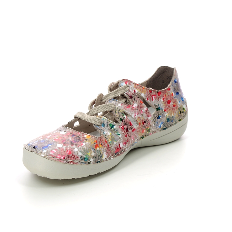 Rieker 52519-90 Pink Floral lacing shoes