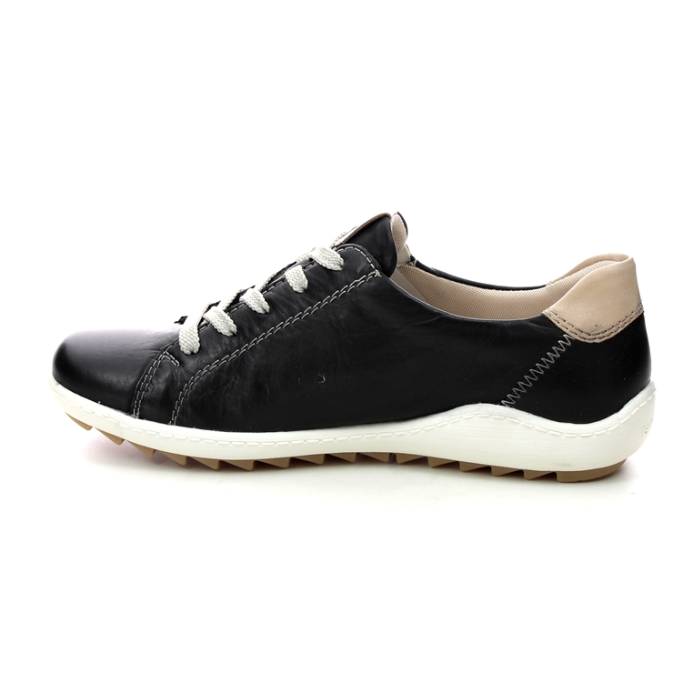 Remonte R1426-01 Zigzip 1 Black tan Womens lacing shoes