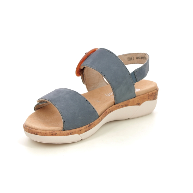 Remonte R6853-14 Paribuck BLUE LEATHER Womens Comfortable Sandals