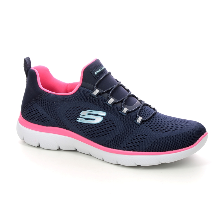 skechers navy and pink trainers