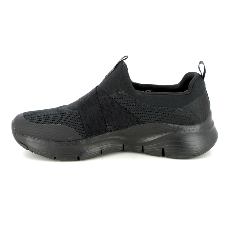 Skechers Arch Fit Slip On X Strap BBK Black Womens trainers 149717