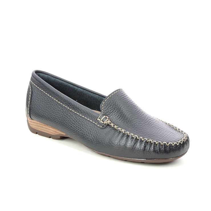 Ladies wide fit hot sale navy loafers