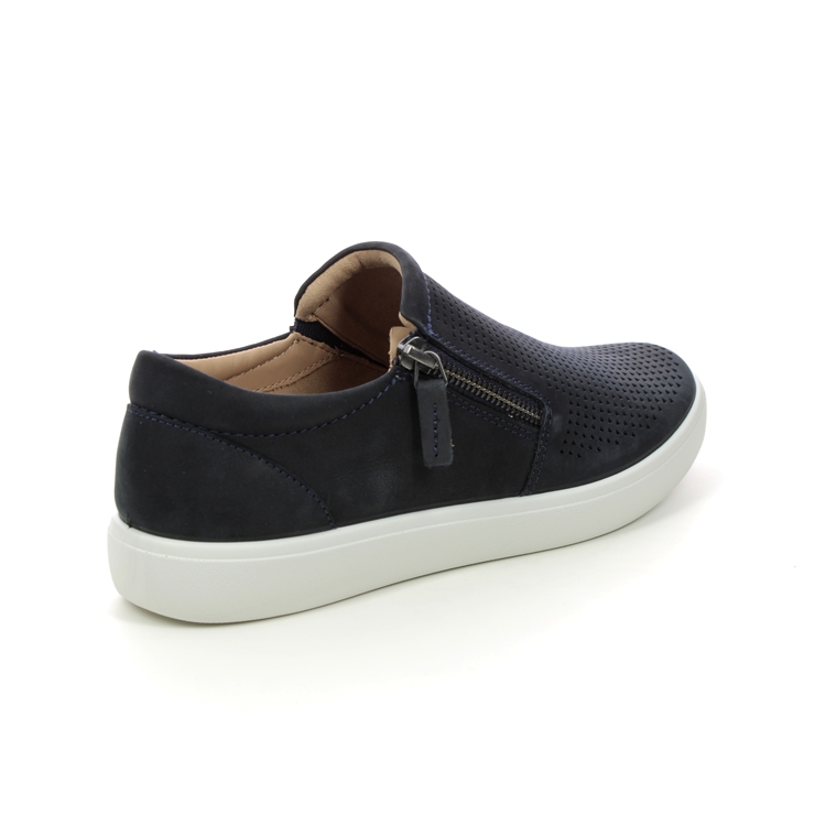 Hotter Daisy Wide Navy nubuck Womens Comfort Slip On Shoes 16215-73