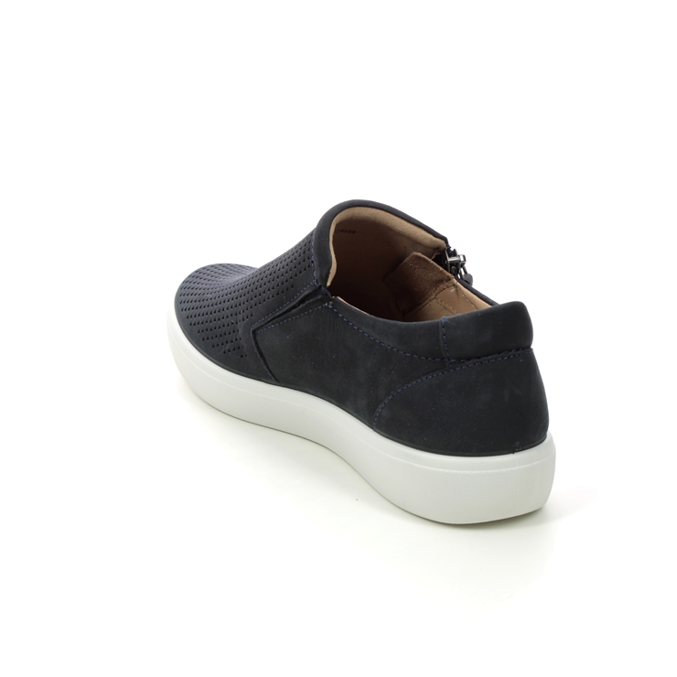 Hotter Daisy Wide Navy nubuck Womens Comfort Slip On Shoes 16215-73