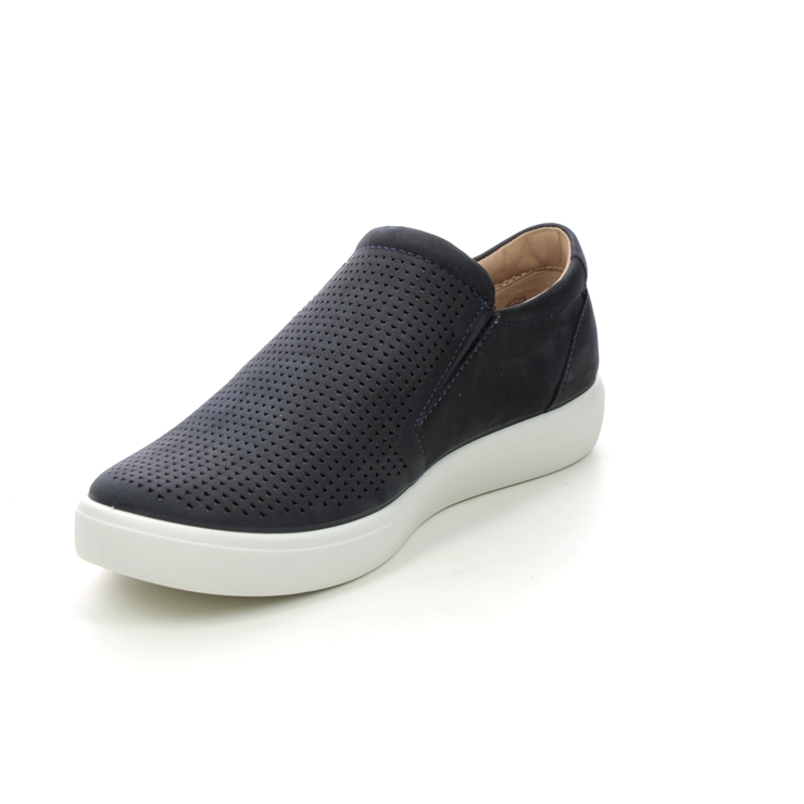 Hotter Daisy Wide Navy nubuck Womens Comfort Slip On Shoes 16215-73