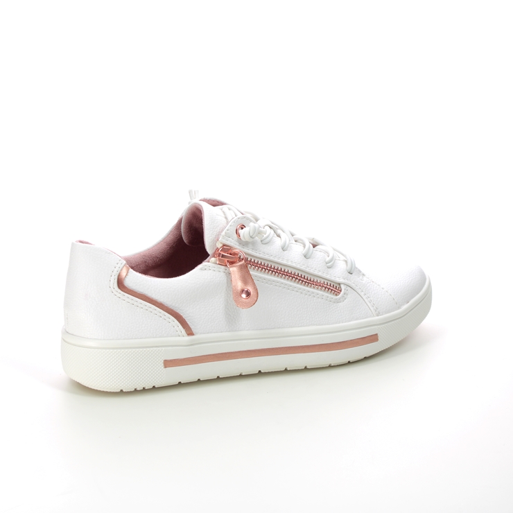 Jana Altozip Wide White Rose gold Womens trainers 23660-20-152