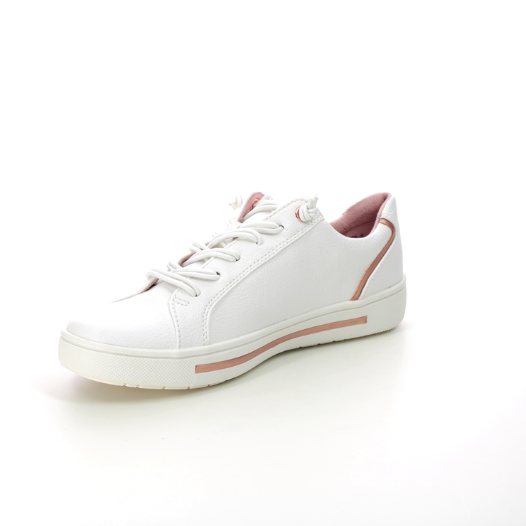 Jana Altozip Wide White Rose gold Womens trainers 23660-20-152