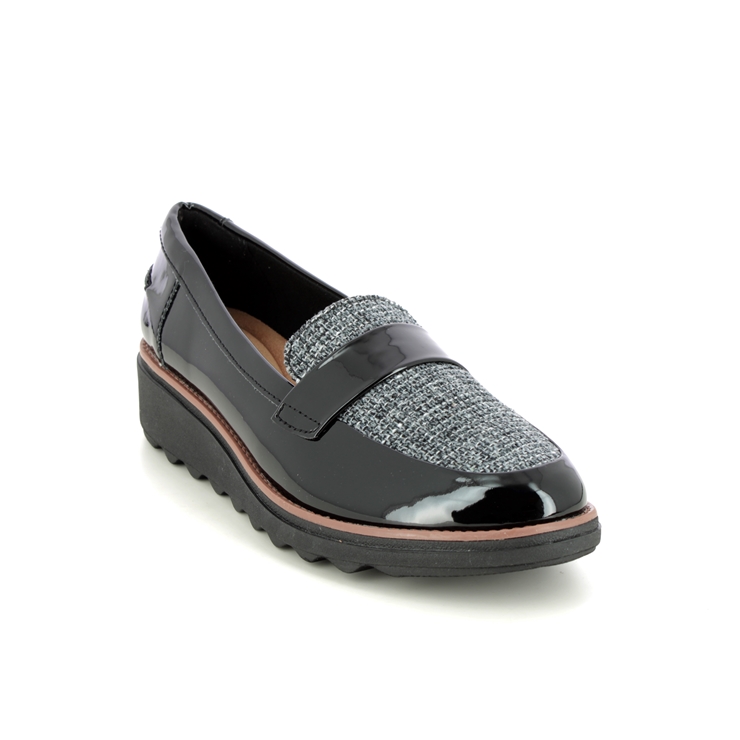 Clarks Sharon Gracie Black patent Womens loafers 6408-24D