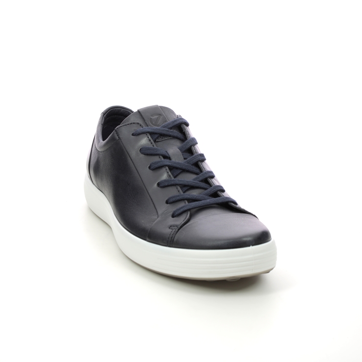 ECCO Soft 7 Mens Navy leather Mens trainers 470364-01303