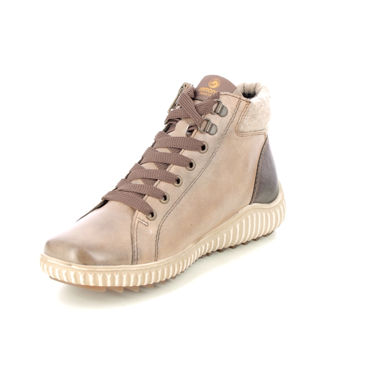 Remonte R8271-20 Wiser Zip Tex Light Taupe Leather Womens Hi Tops