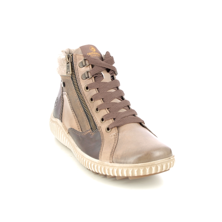 Remonte R8271-20 Wiser Zip Tex Light Taupe Leather Womens Hi Tops