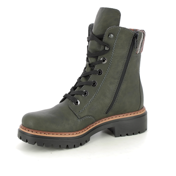 Rieker 72630-54 Green Womens Biker Boots