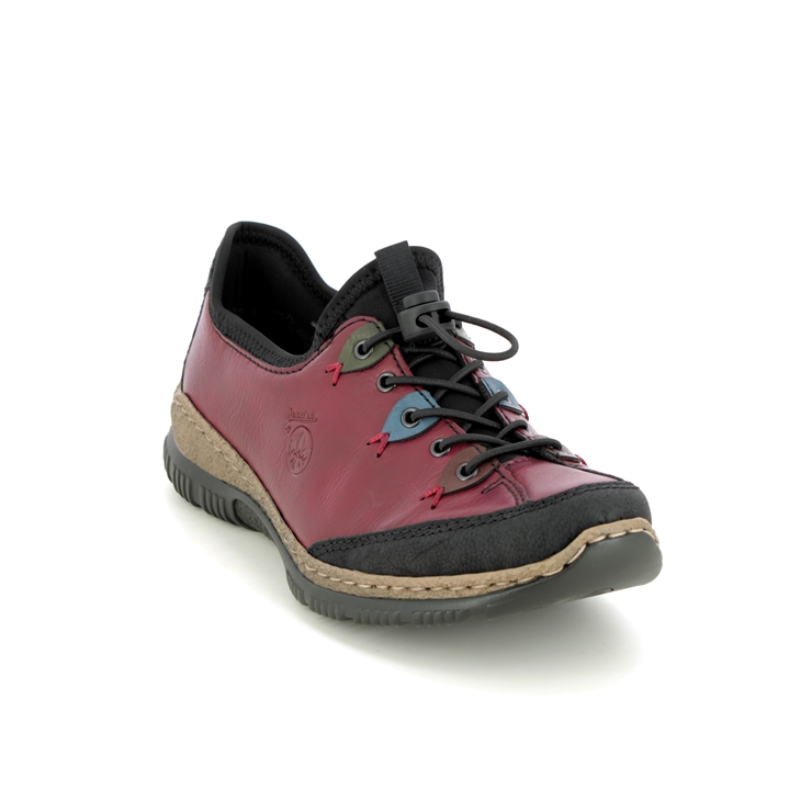 Rieker N3271-36 Wine Black Womens lacing shoes