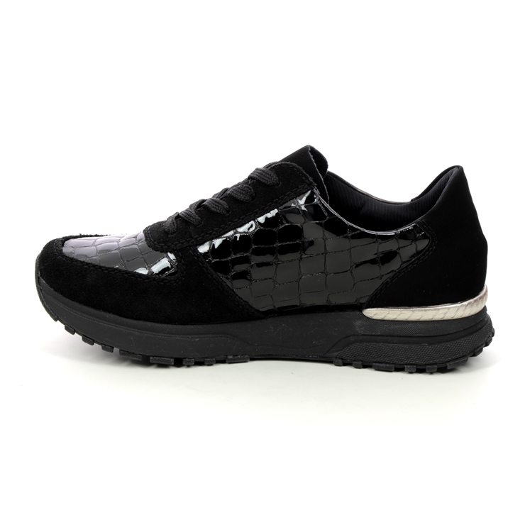 Rieker N7412-00 Black patent suede Womens trainers