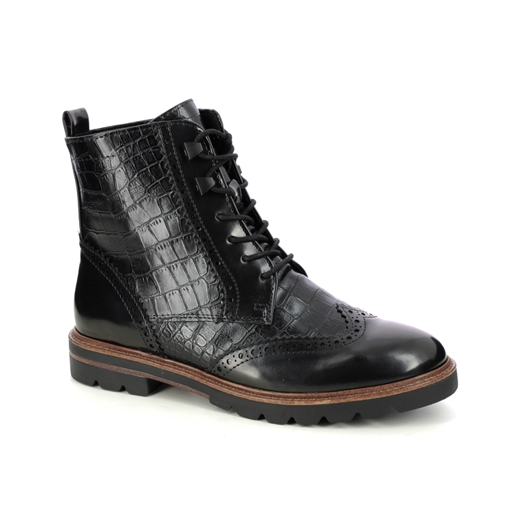 Marco Tozzi Bello Brogue Black croc Womens Lace Up Boots 25213-29-053