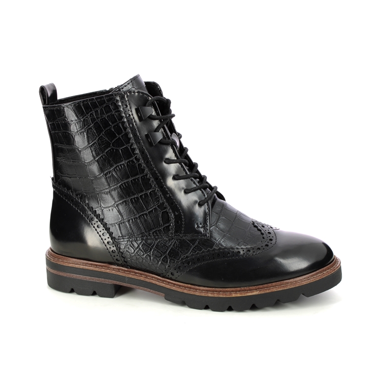 Marco Tozzi Bello Brogue Black croc Womens Lace Up Boots 25213-29-053