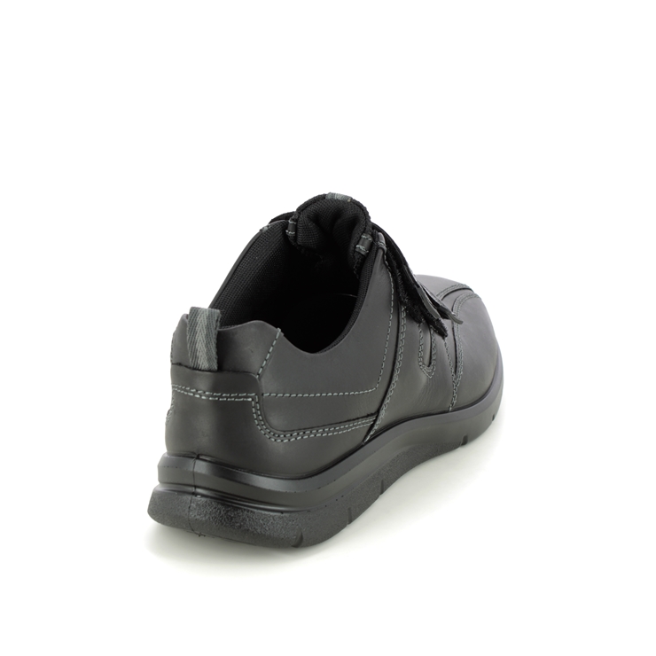 Hotter Energise 2v Black Leather Mens Riptape Shoes 3081 31 7017