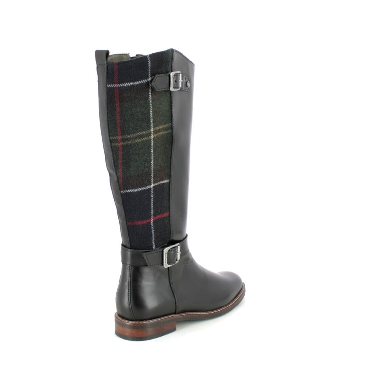 Barbour Wren Tartan Black leather Womens knee-high boots LFO0552-BK32