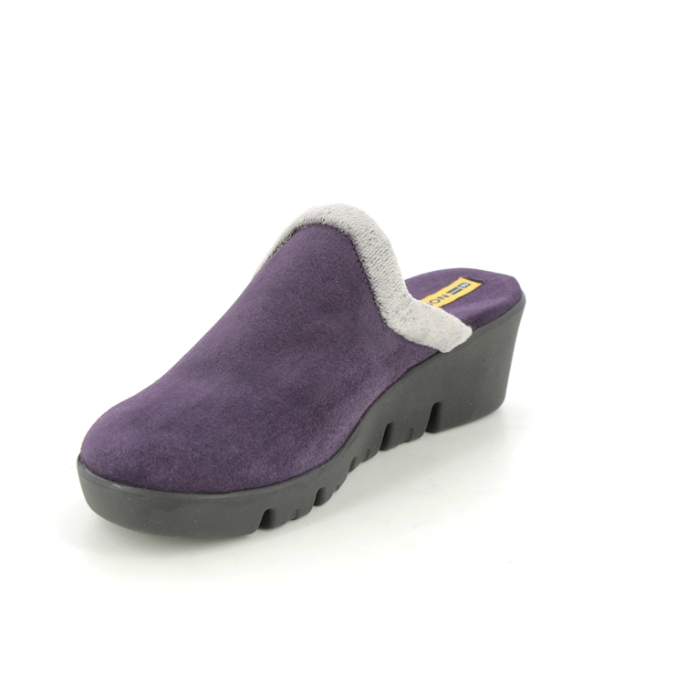 Nordikas Energy Wedge Purple Suede Womens Slipper Mules 1866 95 4083