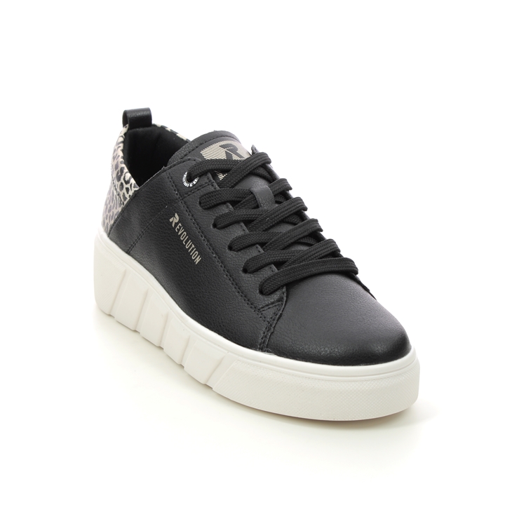 Rieker W0502-00 Black leather Womens trainers