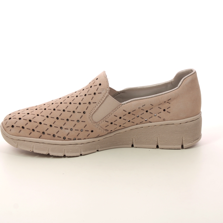 Rieker Beige Nubuck Womens Comfort Slip On Shoes