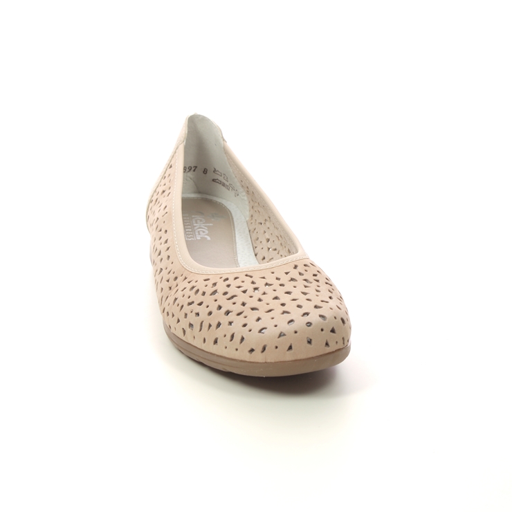 Rieker L Nude Nubuck Womens Pumps