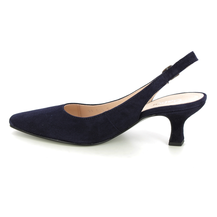 Gabor Lindy Kitten Navy Suede Womens Slingback Shoes 21.510.16