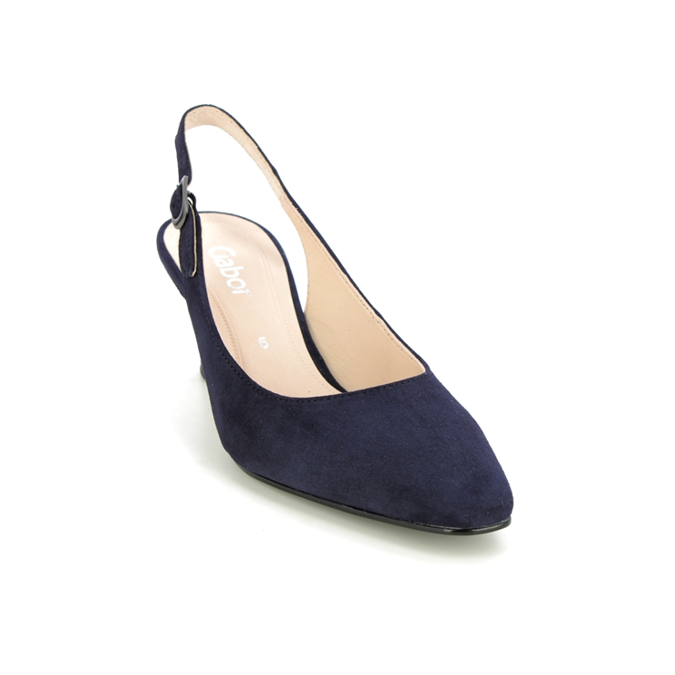 Gabor Lindy Kitten Navy Suede Womens Slingback Shoes 21.510.16