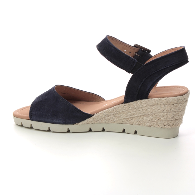 Gabor Nieve Navy Suede Womens Wedge Sandals 22.042.66