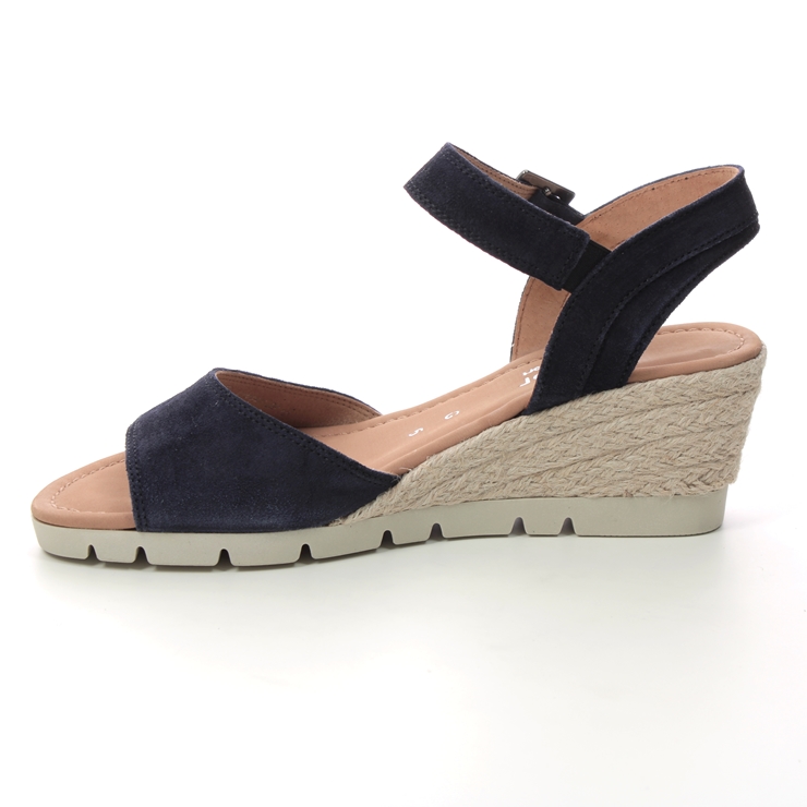 Gabor Nieve Navy Suede Womens Wedge Sandals 22.042.66