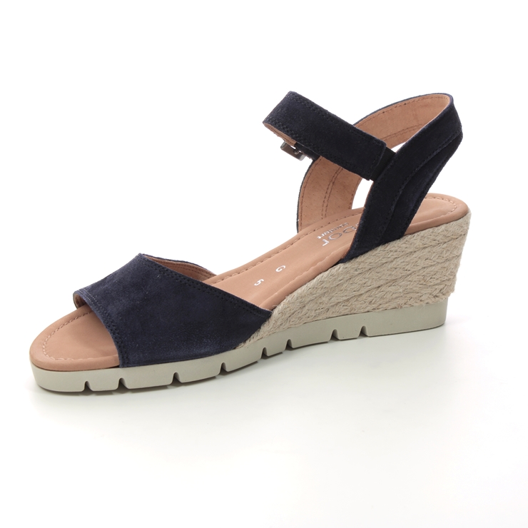 Gabor Nieve Navy Suede Womens Wedge Sandals 22.042.66