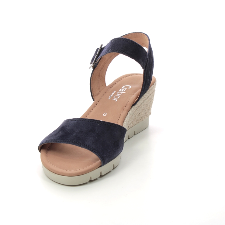 Gabor Nieve Navy Suede Womens Wedge Sandals 22.042.66