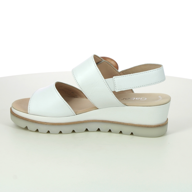 Gabor Yeo WHITE LEATHER Womens Wedge Sandals 24.645.21